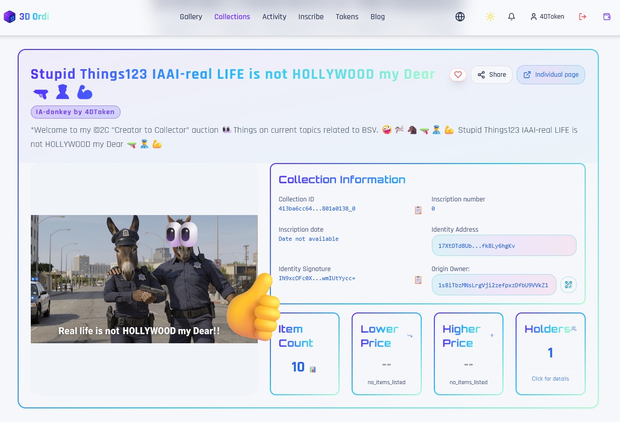 Welcome to my ©2C "Creator to Collector" auction 👀Things on current topics related to BSV. 
🤪🫏🐴🔫👮‍♂️💪 …