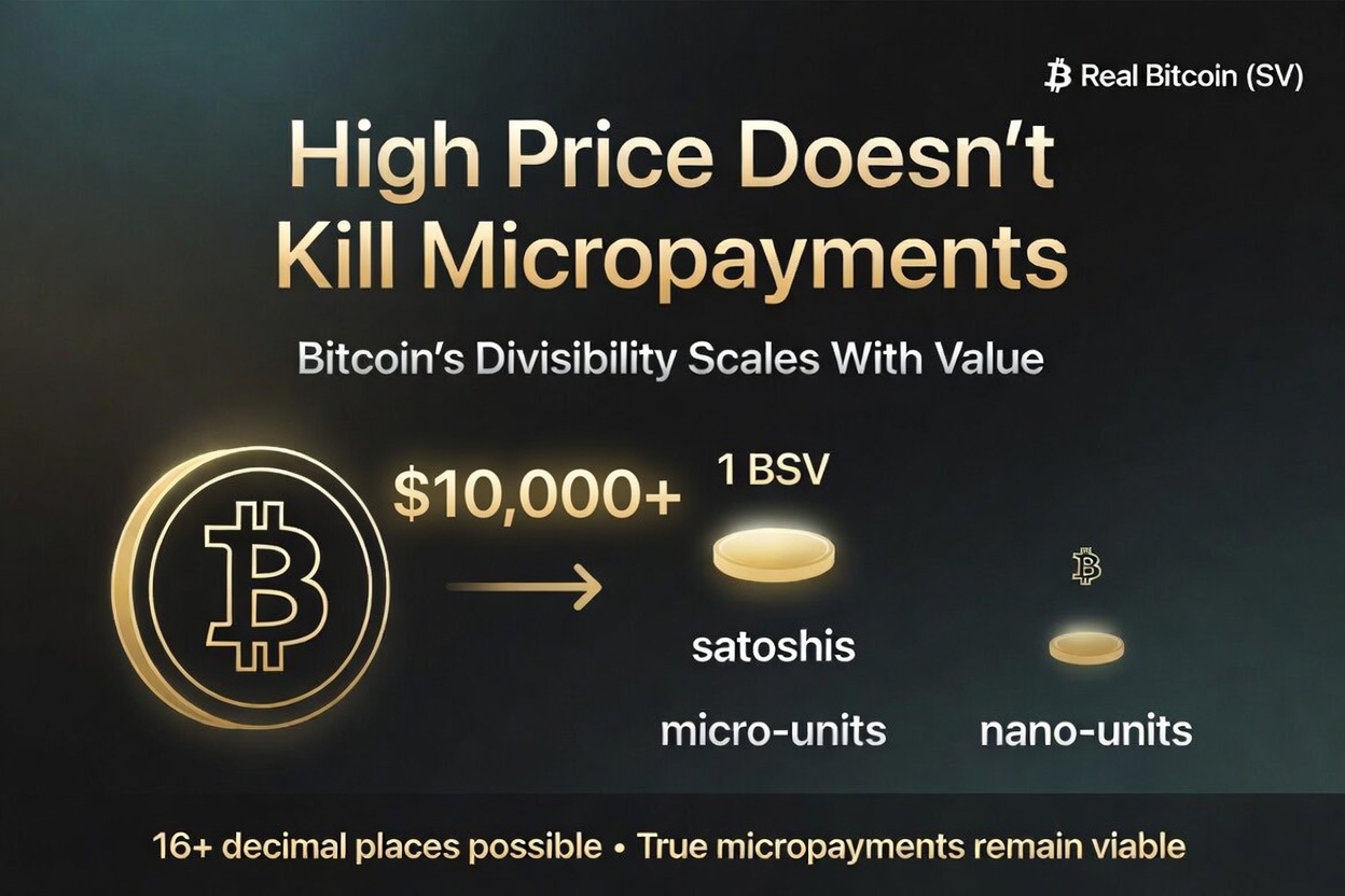 What happens to micropayments when 1 BSV reaches $10,000… or even $100,000? 
This is a legitimate a…