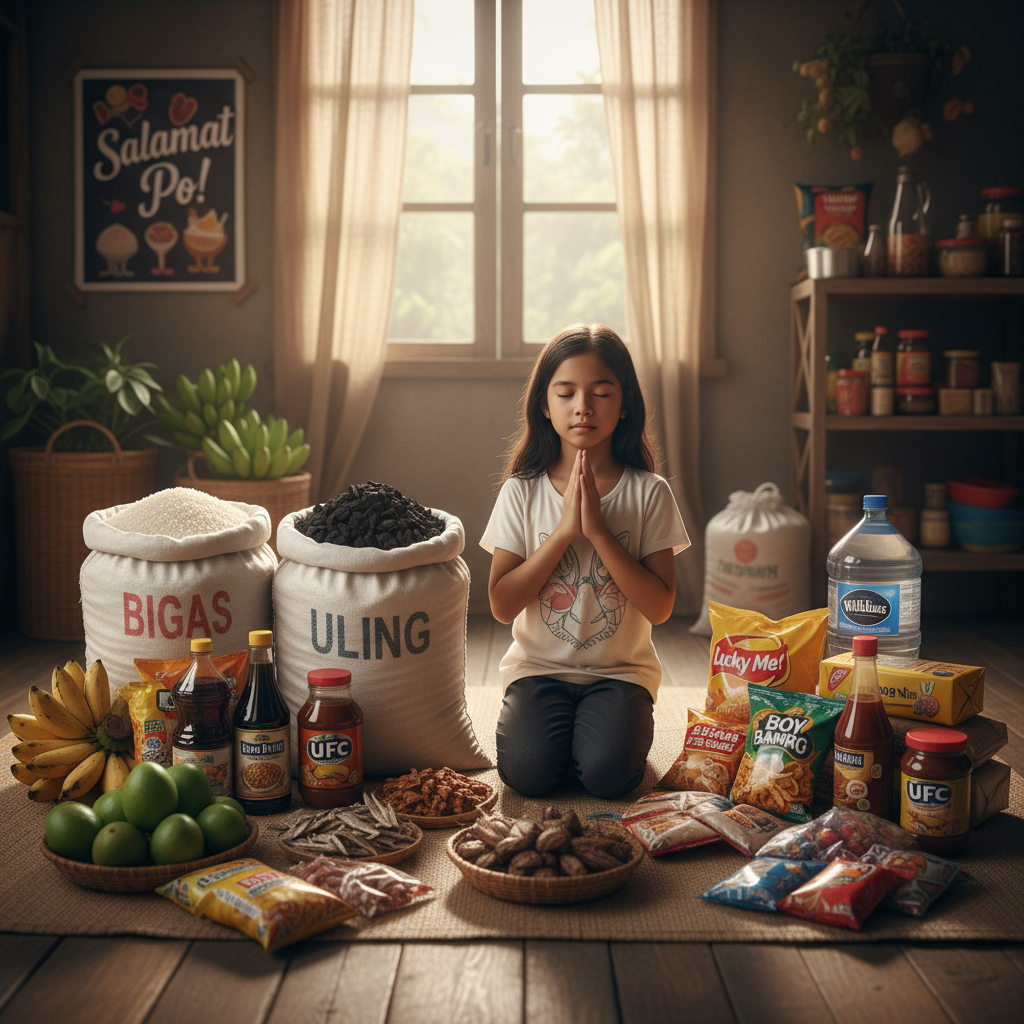 !nb Sack of rice and sack of charcoal with lot of Philippines Groceries in one frame with a girl pr…