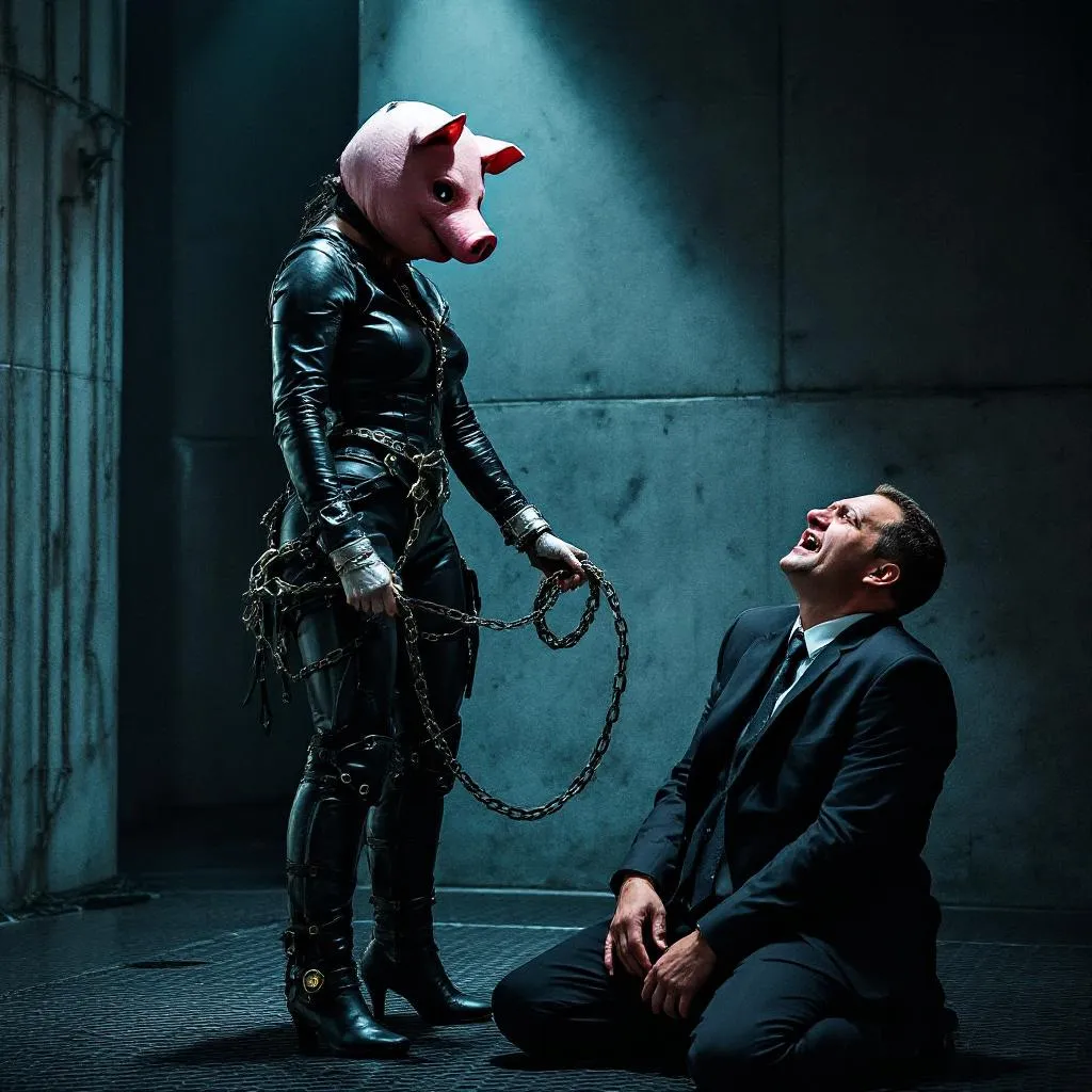 Miss bjg pig plays s and m in her sex dungeon, whipping Elon musk as he begs for mercy!flux