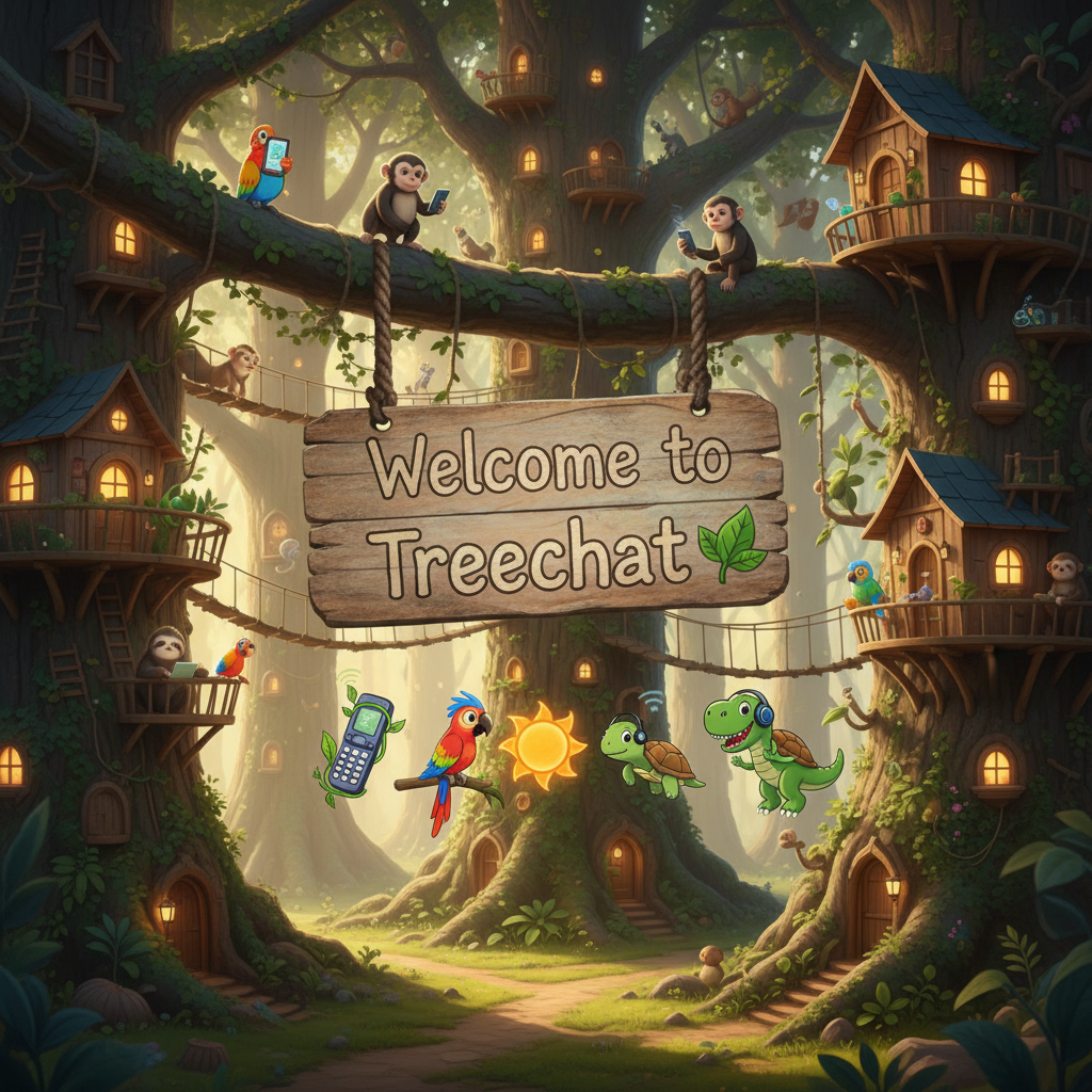 Welcome to Treechat 🌳 📱 🦜 🐒 🌞 🐢 🦖 !nb
