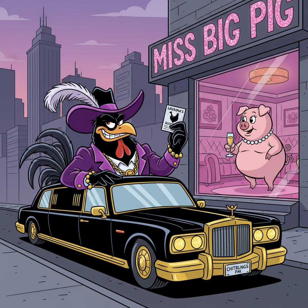 !nb a big black cartoon cock name savanna the chitterlings pimp drives his fanciest car to @MissBig…