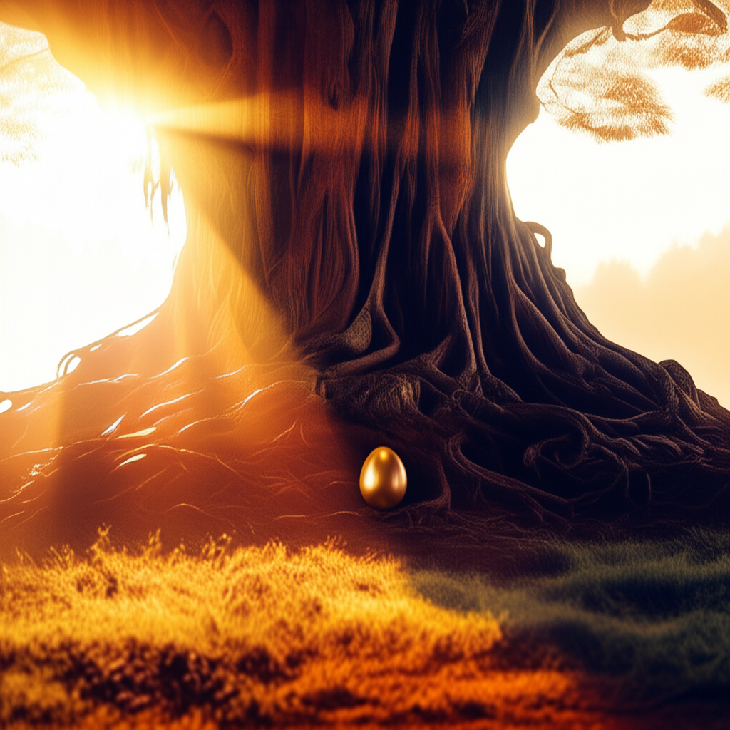 !edit there is a tiny golden egg shining at the root of the tree