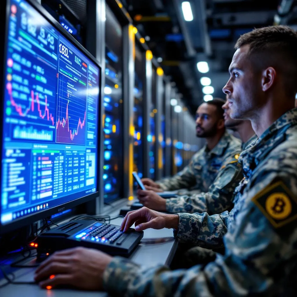 !flux draw a photo of the US Military running a Bitcoin SentinelNode by Certihash.