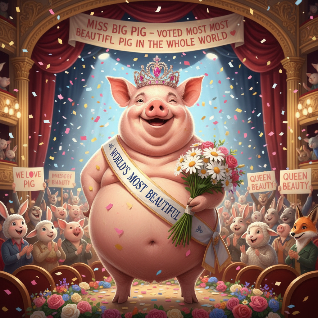 Miss Big Pig voted most beautiful pig in the whole world. !nb
