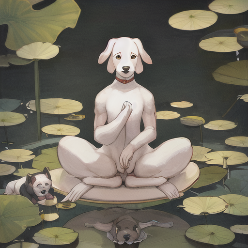 !anime dog in lotus position