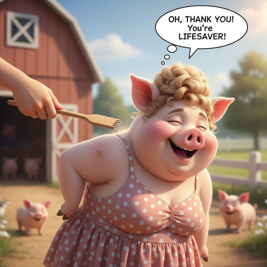 Miss Big Pig has an itch on her back, that she can't reach, will you her scratch it?!nb