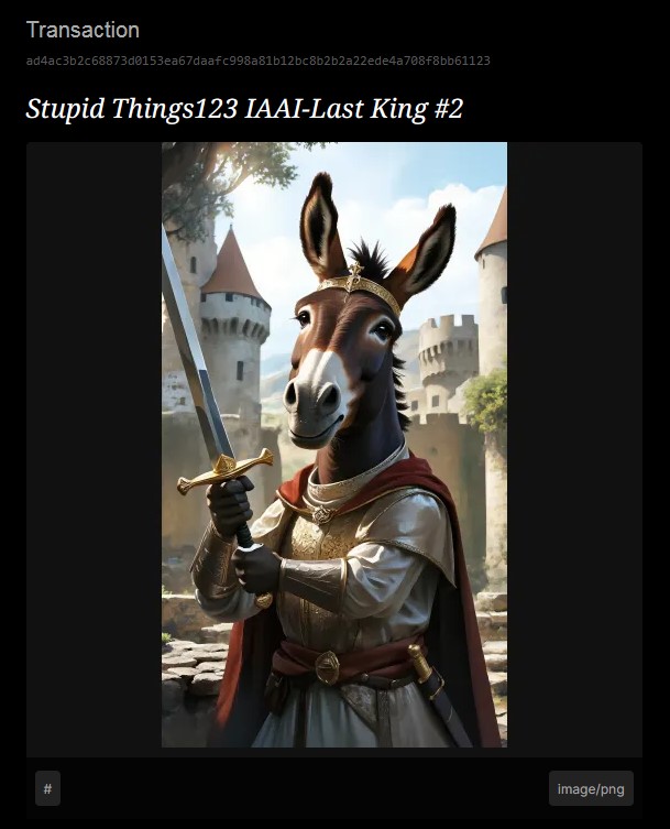 *Stupid Things123* IAAI-Last King 
#2 / 1 BSV @4DToken