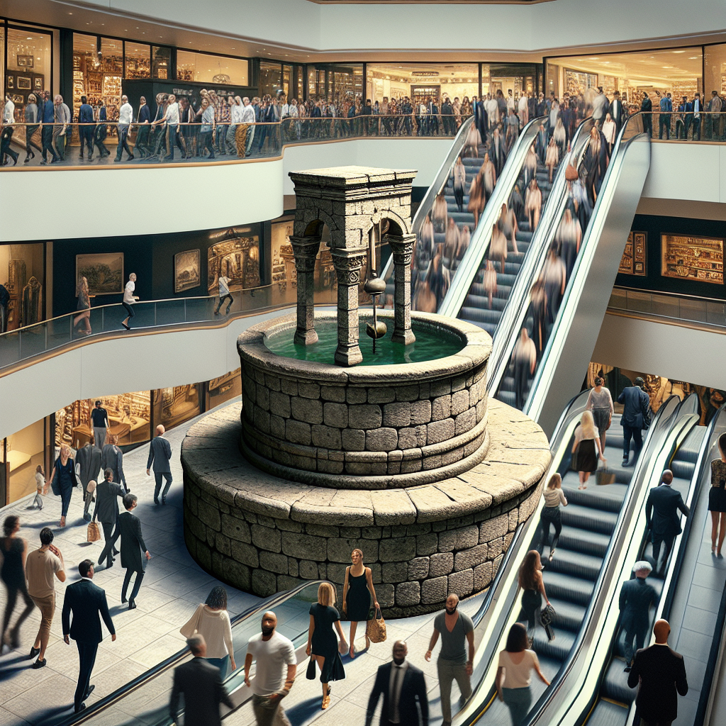 Wow, this one is nice. :-D
!dalle a well on an escalator which is fast