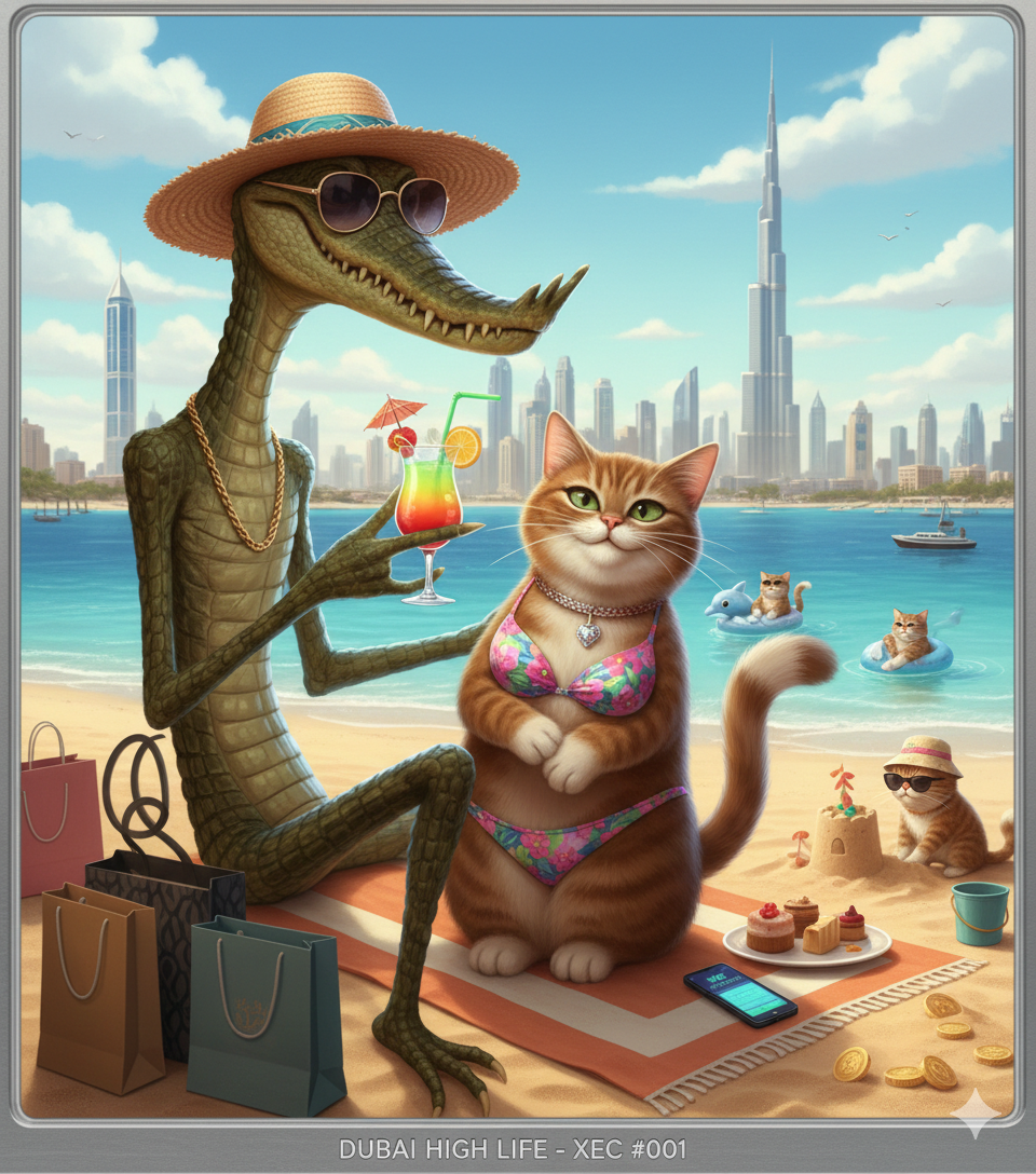 Descripción del cómic — Dubai High Life: XEC #001
Viñeta 1:
La cámara abre con el skyline de Dubái …