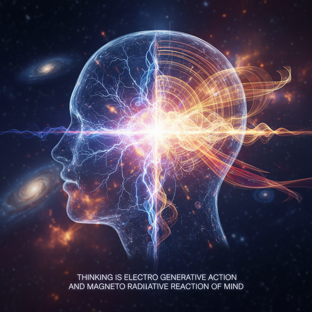 Thinking is electro generative action and magneto radiative reaction of mind!nb