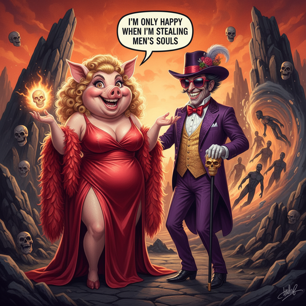 Sex goddess Miss big pig to the devil dressed like a pimp: I'm only happy when I'm stealing men's s…