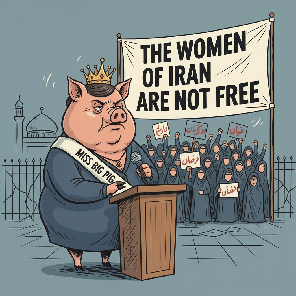 Miss Big Pig says the women of Iran are not free. !nb