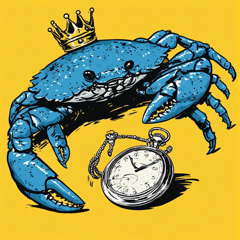 Here is the same meme, but it's a blue crab pointing at the clock #aiart #art #Ai #Meme