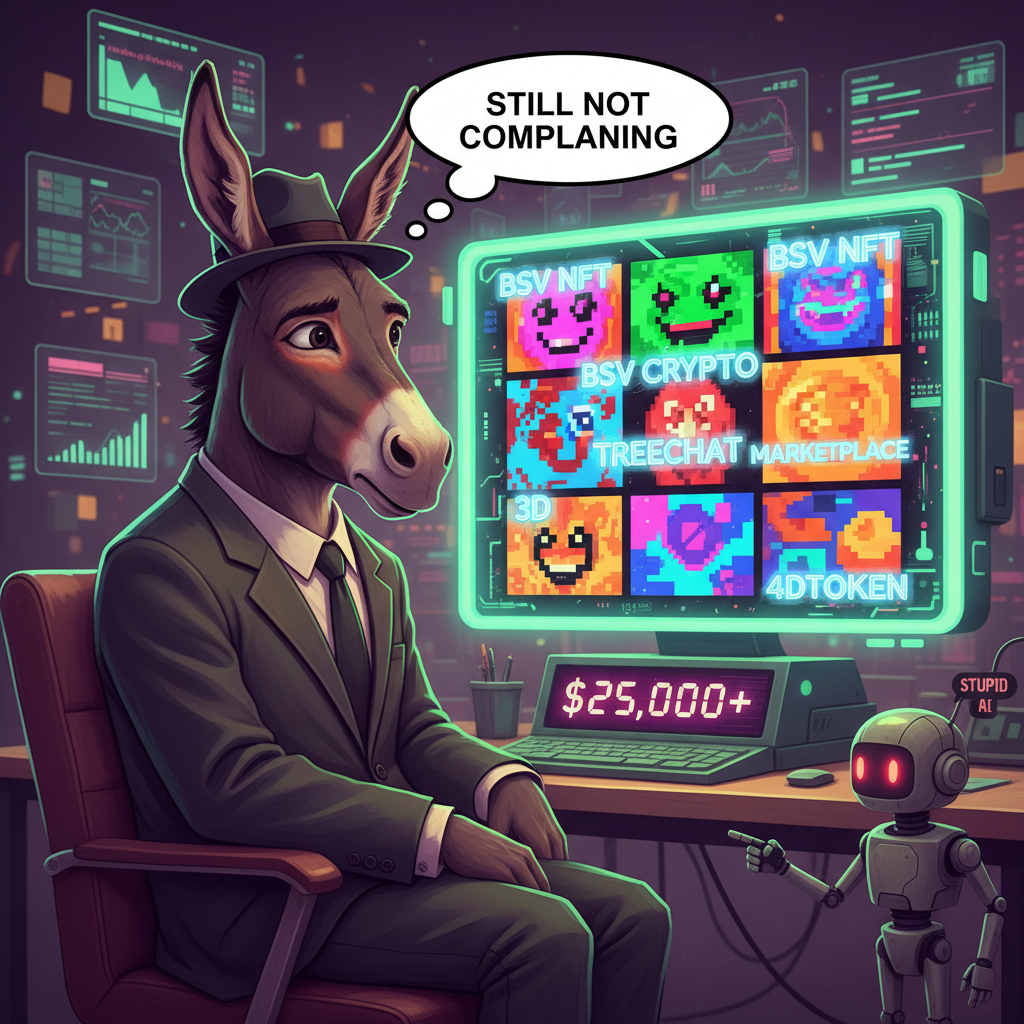 !nb Donkey has invested more than $25k. in these stupid BSV NFTs and still isn't complaining.
[[bsv…