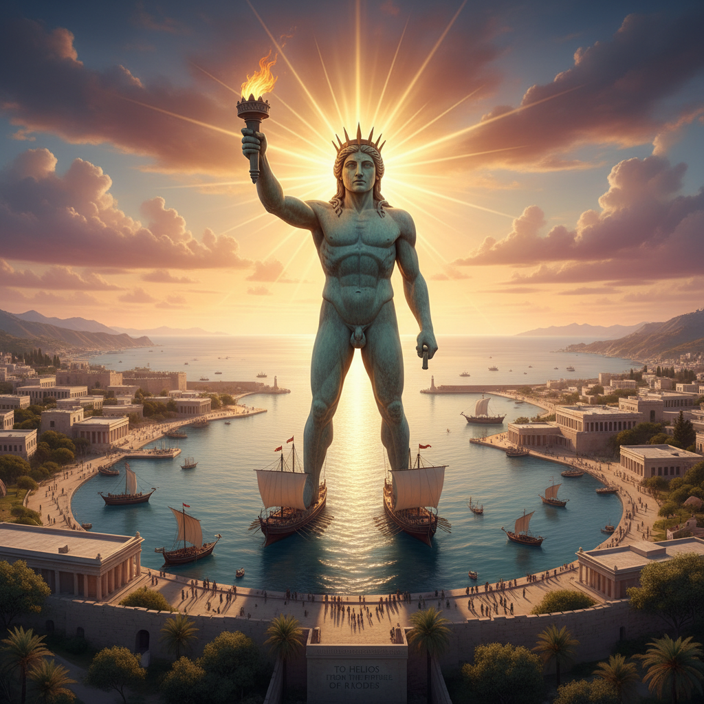 The famous Colossus of Rhodes, one of the Seven Wonders of the Ancient World, was a massive statue …