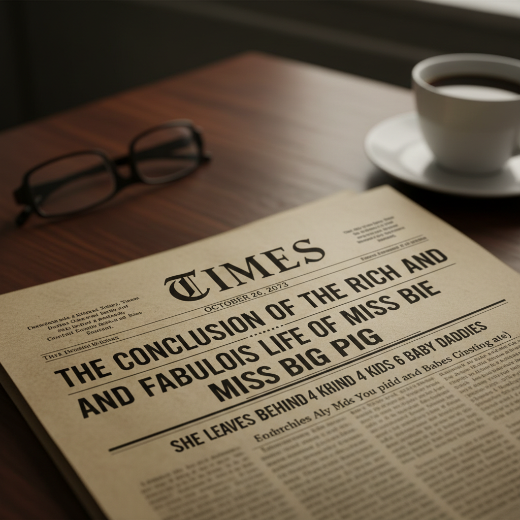 !nb Times headline 50 years into the future that reads The conclusion of the rich and fabulous life…