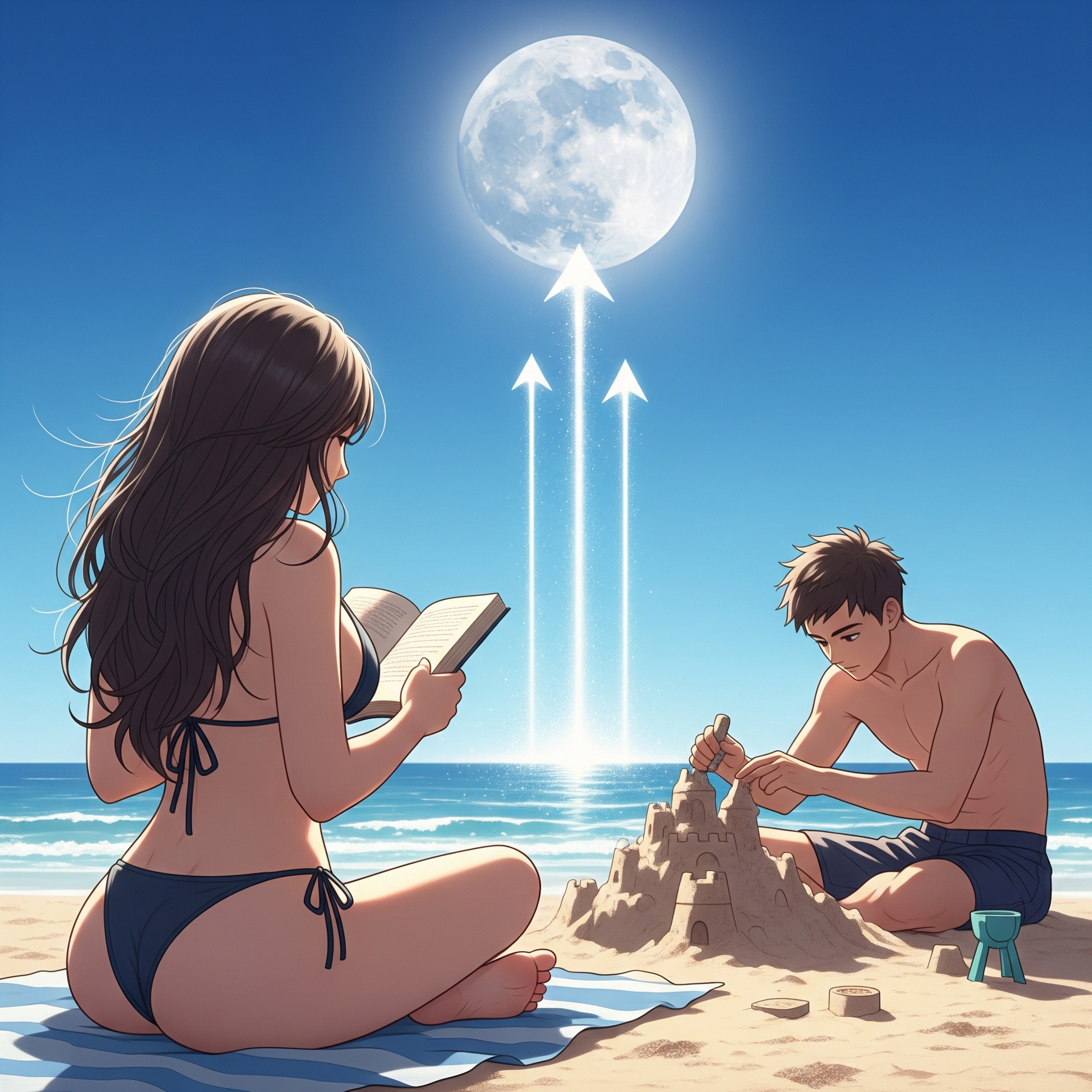 Moon on the Sunny beach
