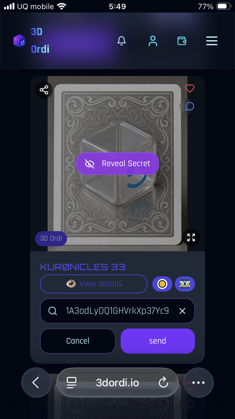 I sent
Reveal it on 3D Ordi
https://3dordi.io/ordinal/c9d4452557c80b0c824b9d636179644f594fa8d62523e…