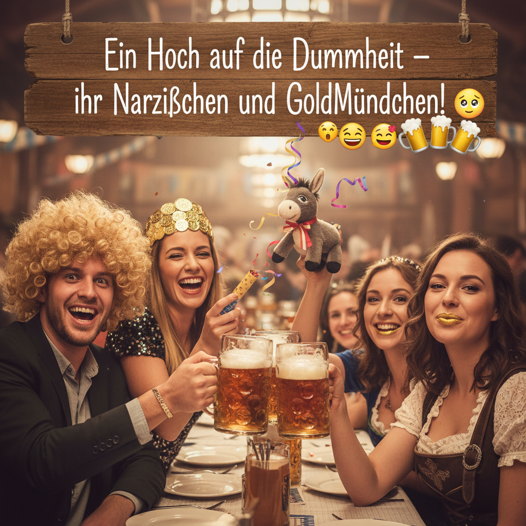 !nb Ein Hoch auf die Dummheit – ihr Narzißchen und Goldmündchen! 🤪🥳🫏🍻 What do you mean by that? !AI…