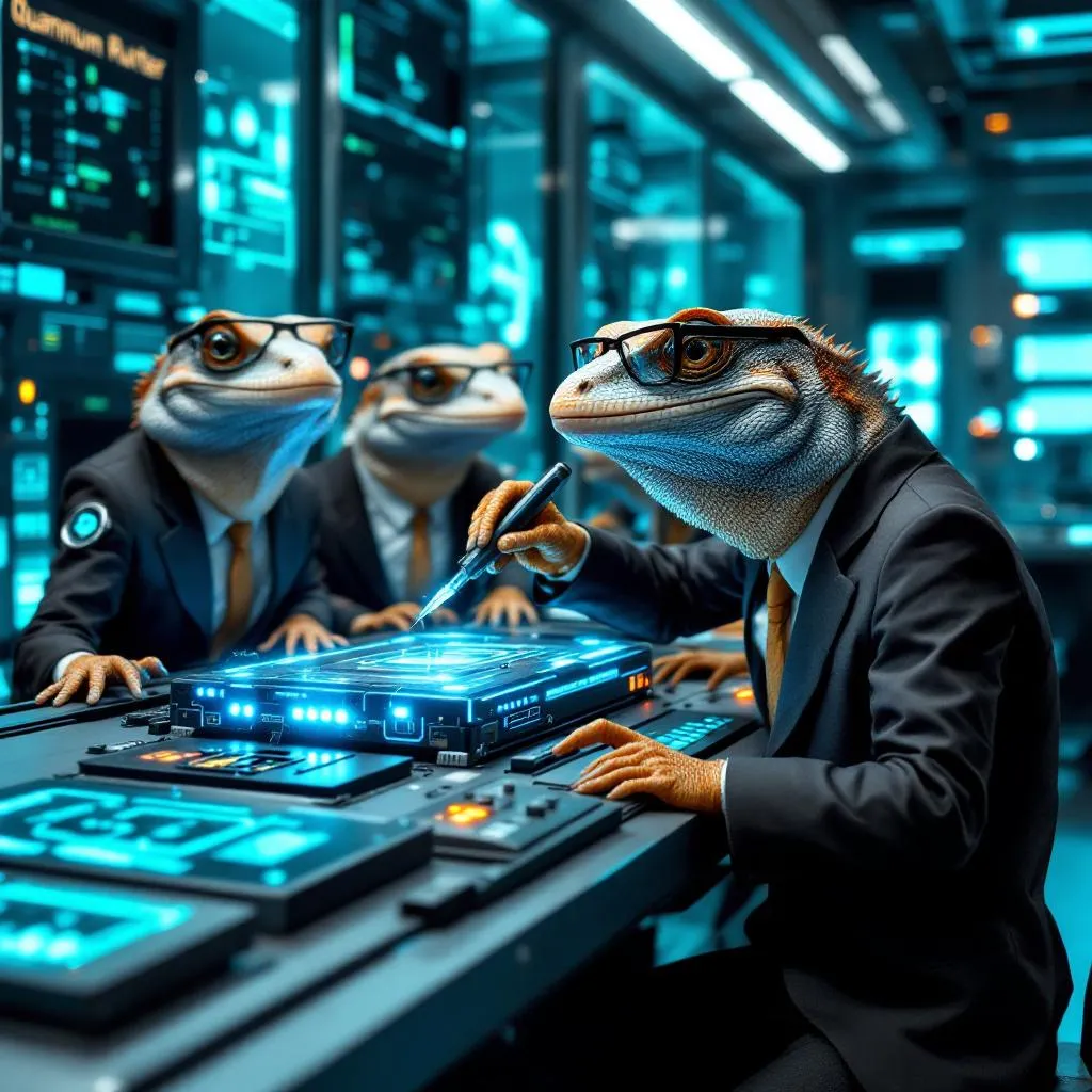 lizard engineers working on human wifi quantum router !flux