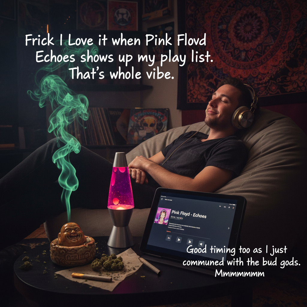 Frick I Love it when Pink Floyd Echoes shows up on my play list.   That’s a whole vibe.  Good timin…