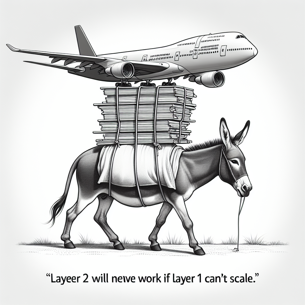 !dalle Layer 2 will never work if layer 1 can’t scale. It’s like strapping an airplane to a donkey.…