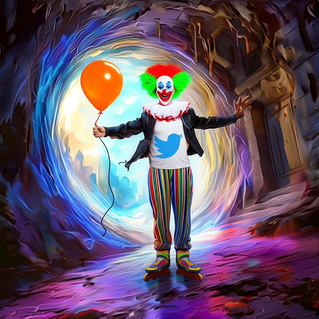 !edit give him Rollerblades and have him holding a balloon