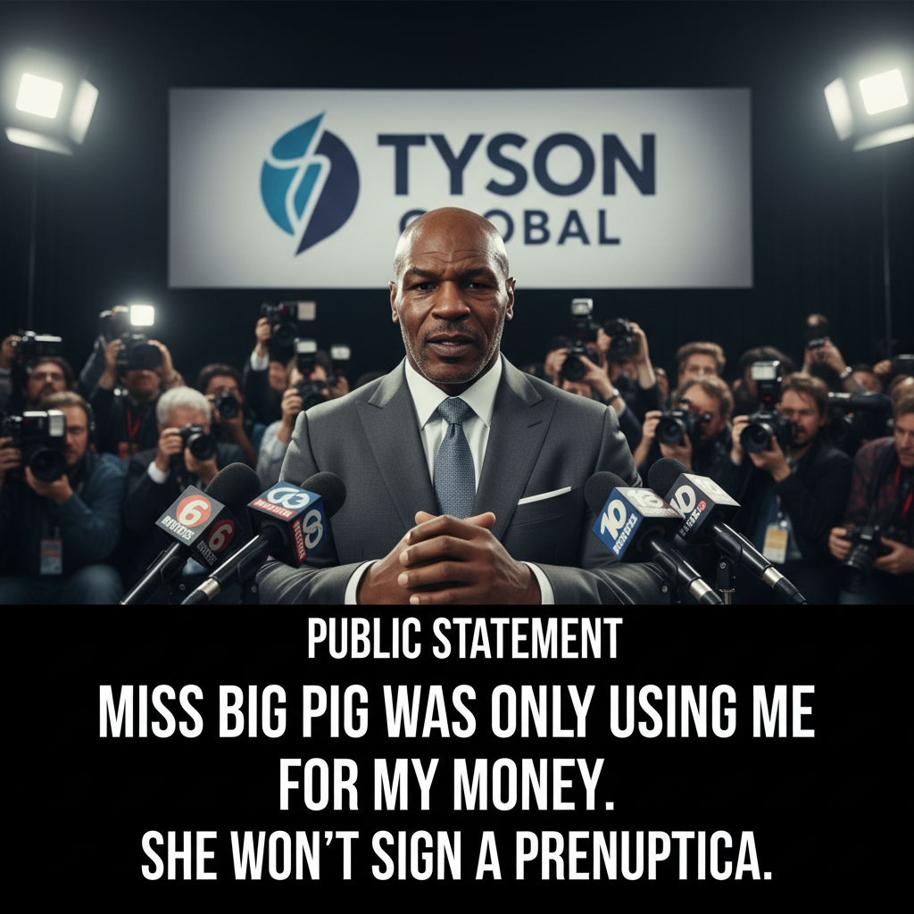 Mike Tyson public statement Miss Big Pig was only using him for his money, she won't sign a prenupt…