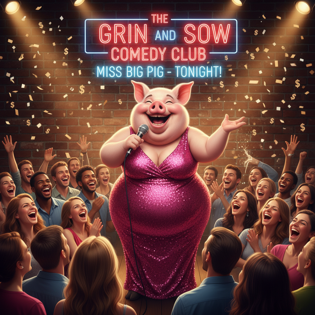 Miss Big Pig gets on stage and has the crowd laughing out loud. !nb