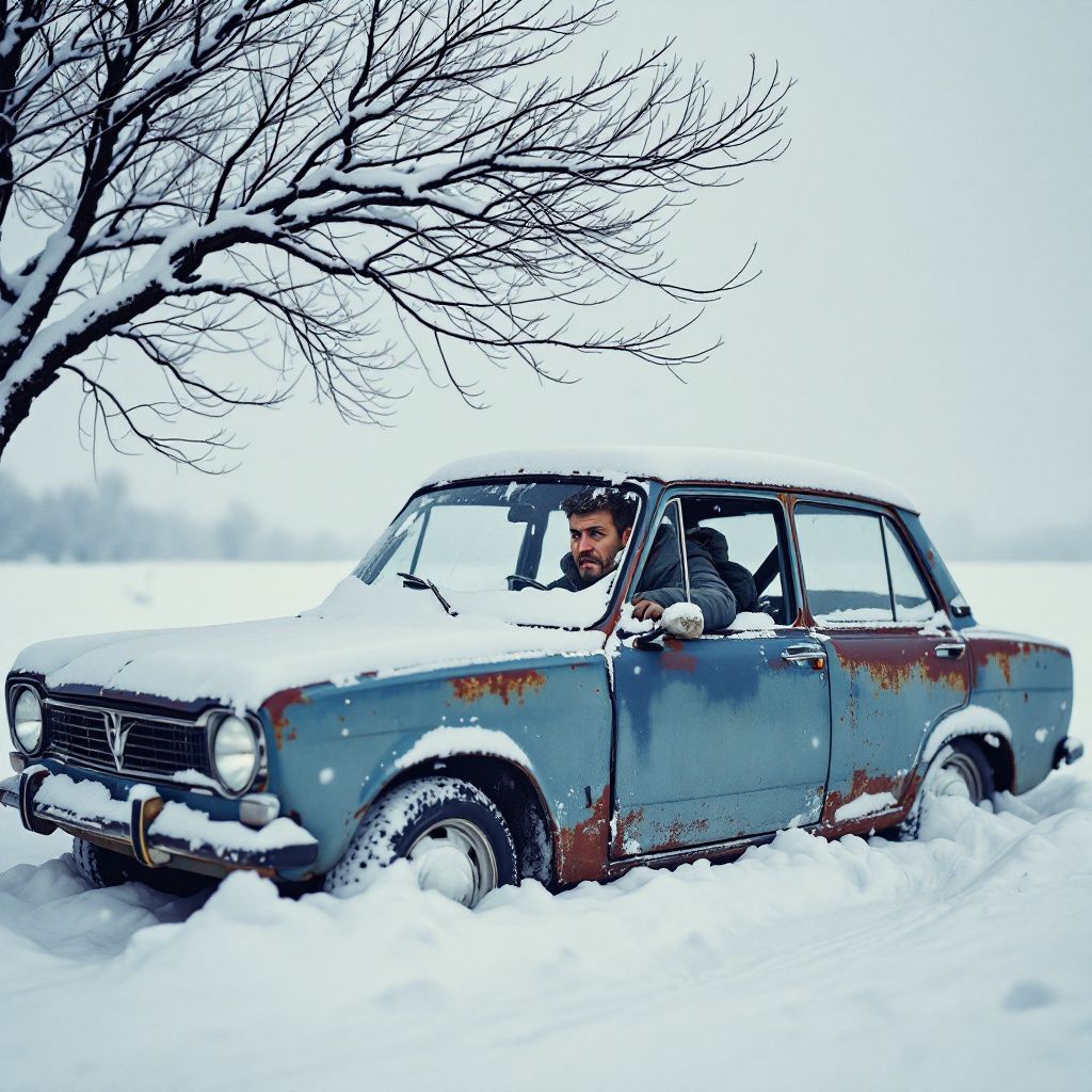 !flux11 a car stuck in the snow