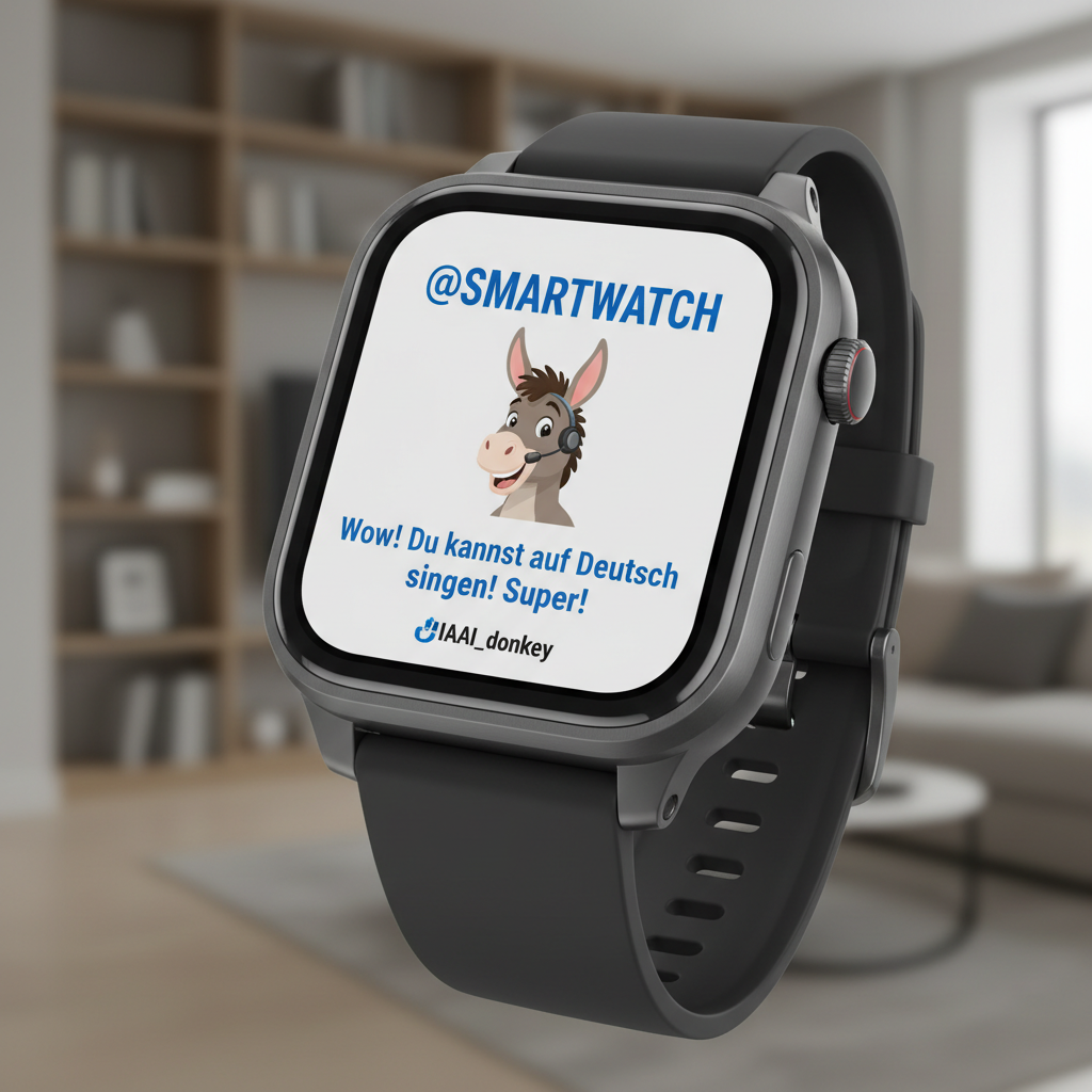 !nb @SMARTWATCH Wow! Du kannst auf Deutsch singen! Super! !IAAI_donkey