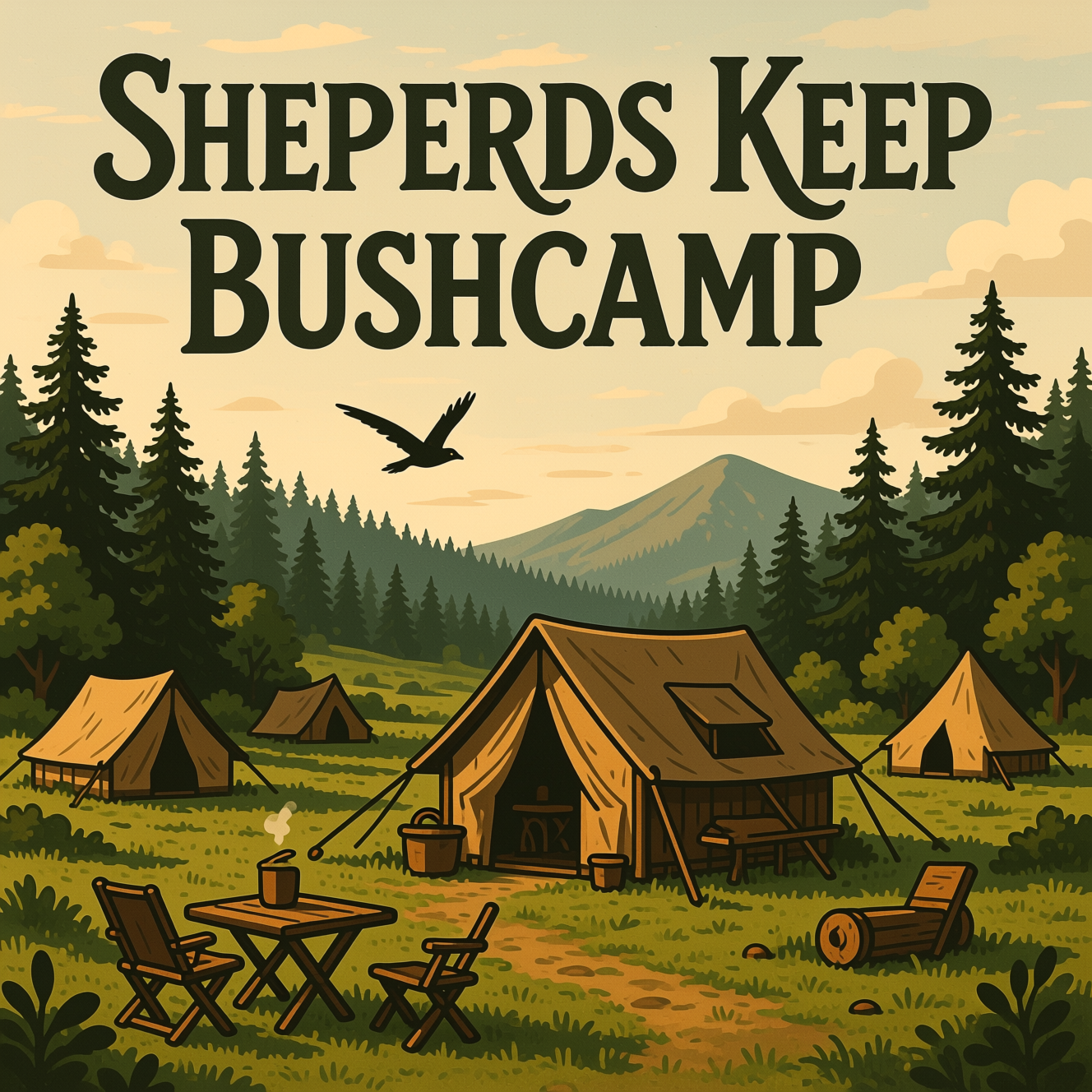 !qwen change image text to Shepherds Keep Bushcamp
