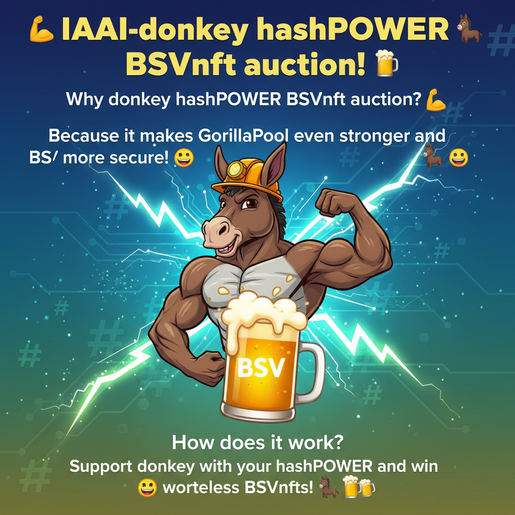 !nb IAAI-donkey hashPOWER BSVnft auction! 💪🫏🍻
Step-by-step explanation:
Why donkey hashPOWER BSVnft…
