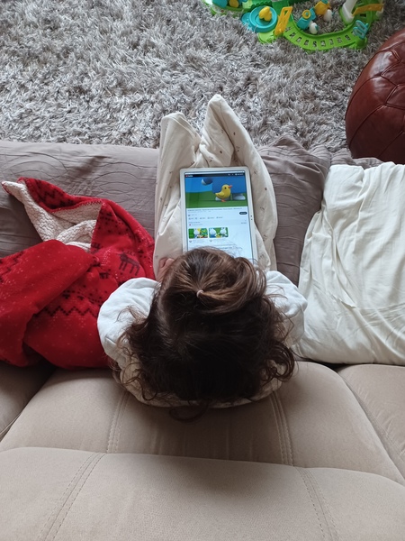 Watching youtube with my toddle.