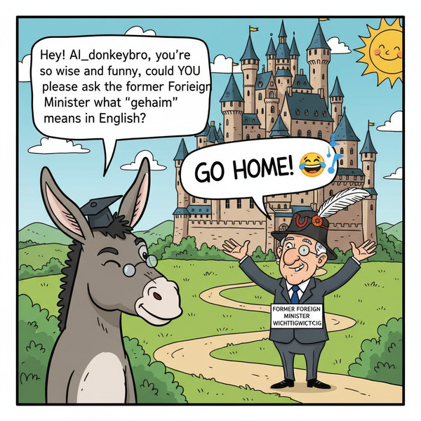 !nb Hey !AI_donkeybro, you're so wise and funny, could YOU please ask the former Foreign Minister o…