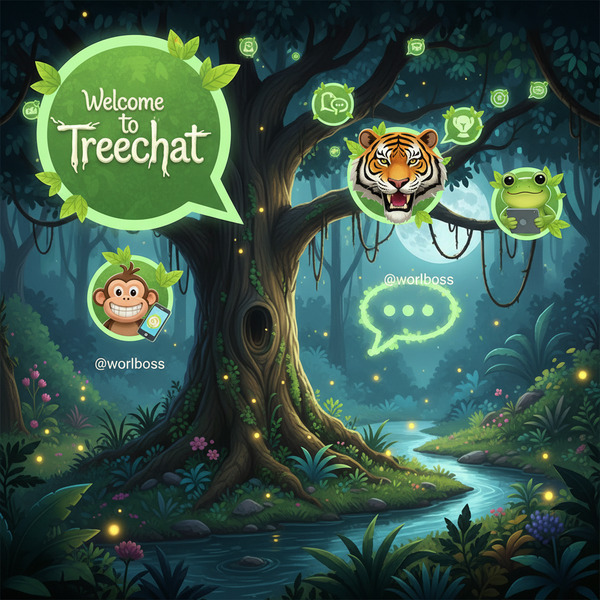 Welcome to Treechat @worlboss 🌳📱🐵🐯🐸!nb