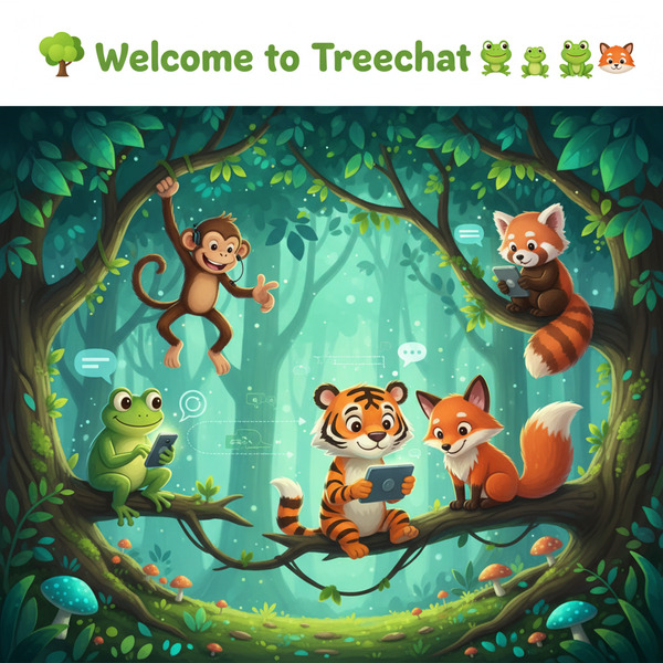 Welcome to Treechat 🌳 📱 🐸 🐵 🐯 🦊 !nb