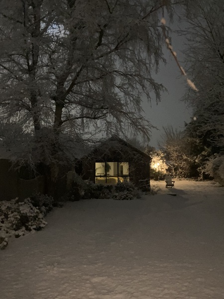 The first proper snow… and my Narnia lamplight at the bottom of the garden… love it.