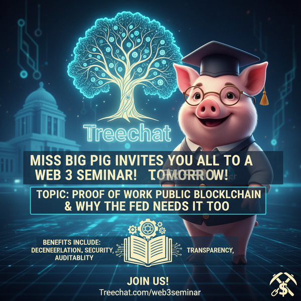 Miss Big Pig want to invite all on Treechat to a web 3 seminar tomorrow,  about the benefits of a P…