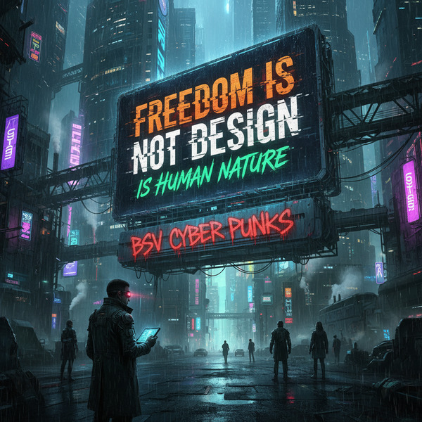 !nb FREEDOM IS NOT DESIGN IS HUMAN NATURE BSV CYBER PUNKS