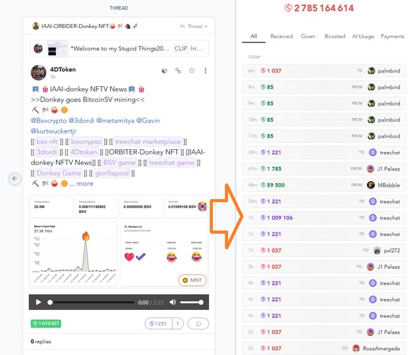 The result of the 4-day BSV mining with GorillaPool goes to treechat. ⛏️🫏🤪🪙 IAAI-Donkey PoW🍻

📺🍿IAAI…
