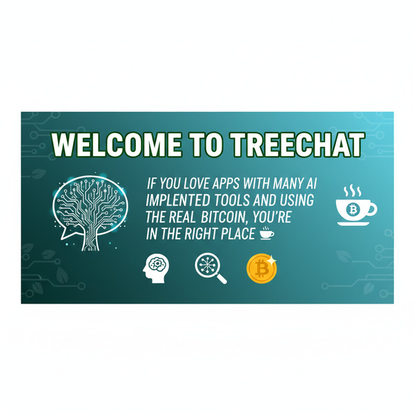 !nb Welcome to Treechat

if you love apps with many AI implemented tools and using the real bitcoin…