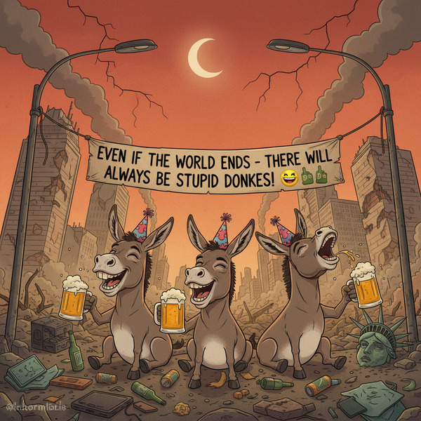 !nb Even if the world ends - there will always be stupid donkeys! 🤪🫏🍻