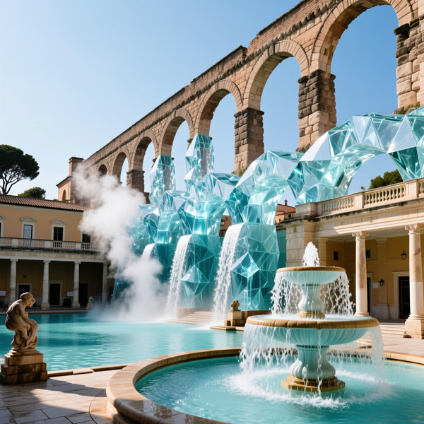 Roman Engineering Marvels:
Aqueduct systems - liquid flowing through solid crystalline arches
Therm…