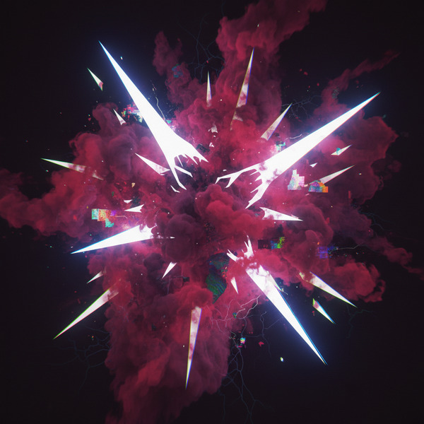 Abstract NFT art, Item #001 — "Fractured Fang." A chaotic yet elegant explosion of jagged white sha…