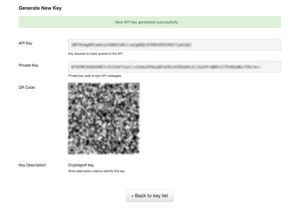 Save your API Key and Secret in a safe place for future use.