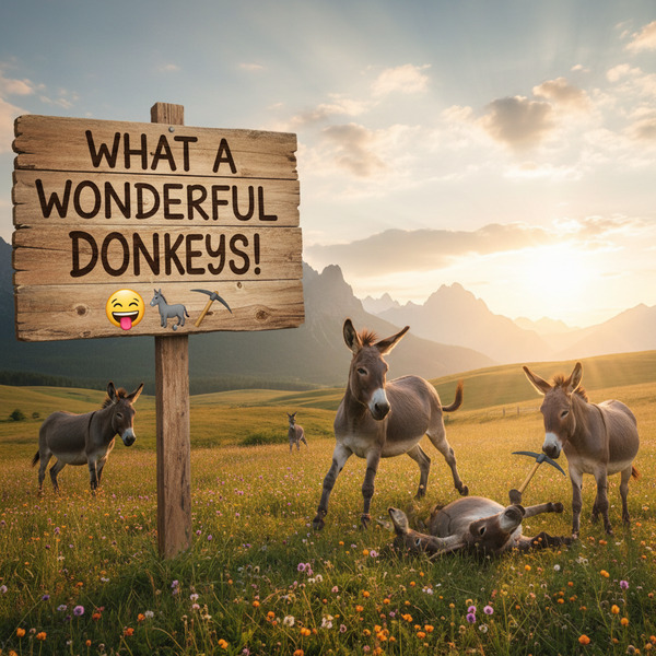 !nb What a wonderful world. Donkeys! 🤪🫏⛏️
