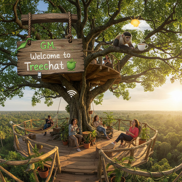 !nb GM. Welcome to Treechat 🌳 📱 ☕🐒🌞