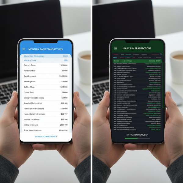 I have like 20 bank transactions a month.
But 50 BSV transactions a DAY !nb